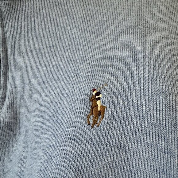 Polo Ralph Lauren Sweater Mens XXL Blue 100% Cotton 1/4 Zip Long Sleeve Pullover - Picture 5 of 15